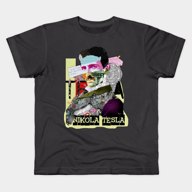 Nikola Tesla Kids T-Shirt by michelkeck